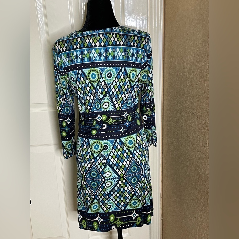 Tory Burch Dress Size 8 Claire Blue 100% Silk Stained Glass Mandala - Picture 3 of 14
